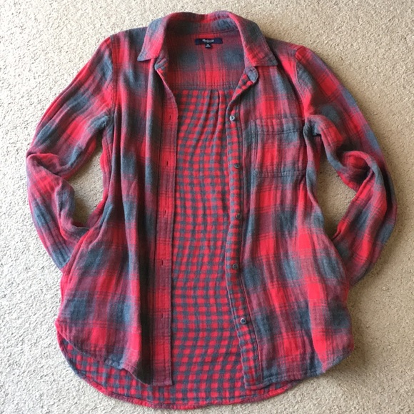 Madewell Tops - Madewell flannel plaid shirt women’s sz XS pockets